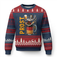 Funny Skeleton Oktoberfest Ugly Christmas Sweater Spooky Prost German Beer Drinker Graphic