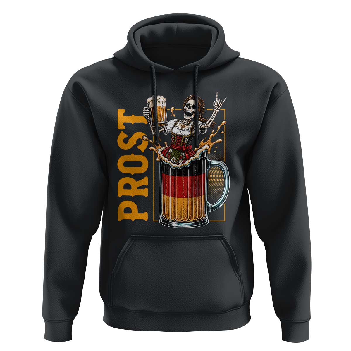 Funny Skeleton Oktoberfest Hoodie Spooky Prost German Beer Drinker Graphic