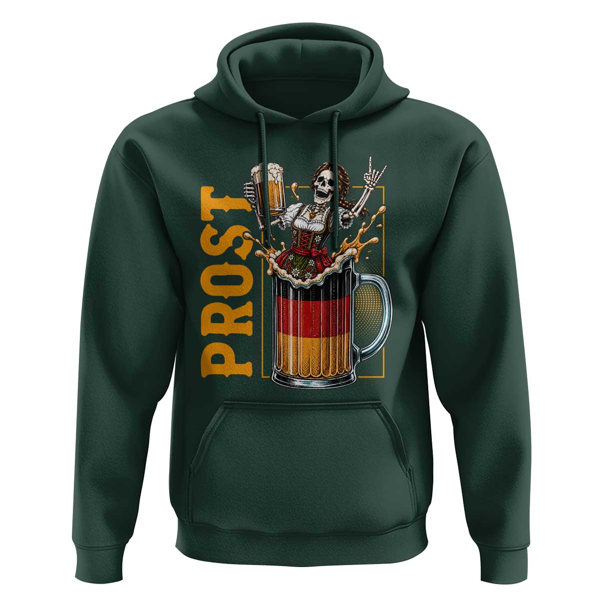 Funny Skeleton Oktoberfest Hoodie Spooky Prost German Beer Drinker Graphic