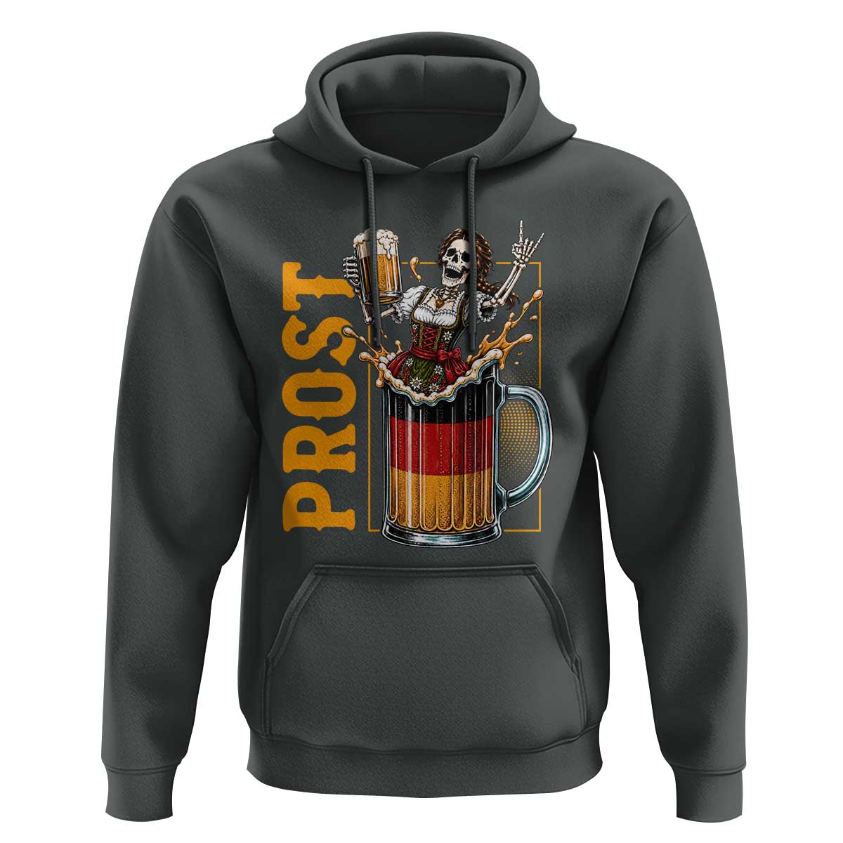 Funny Skeleton Oktoberfest Hoodie Spooky Prost German Beer Drinker Graphic