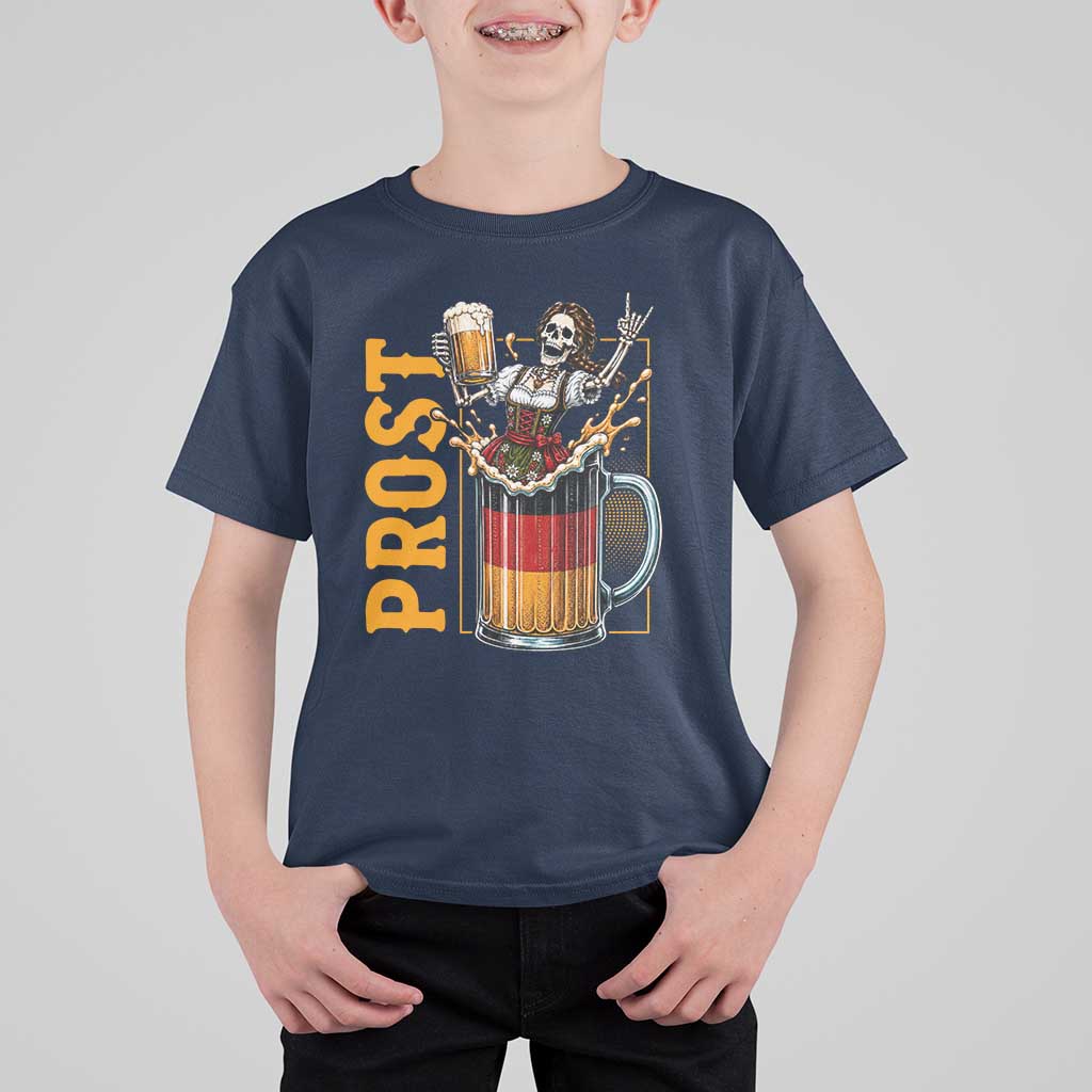 Funny Skeleton Oktoberfest T Shirt For Kid Spooky Prost German Beer Drinker Graphic