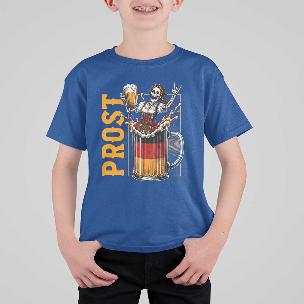 Funny Skeleton Oktoberfest T Shirt For Kid Spooky Prost German Beer Drinker Graphic