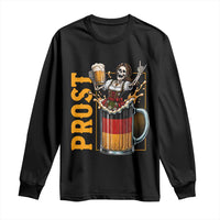 Funny Skeleton Oktoberfest Long Sleeve Shirt Spooky Prost German Beer Drinker Graphic