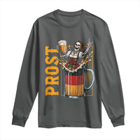 Funny Skeleton Oktoberfest Long Sleeve Shirt Spooky Prost German Beer Drinker Graphic