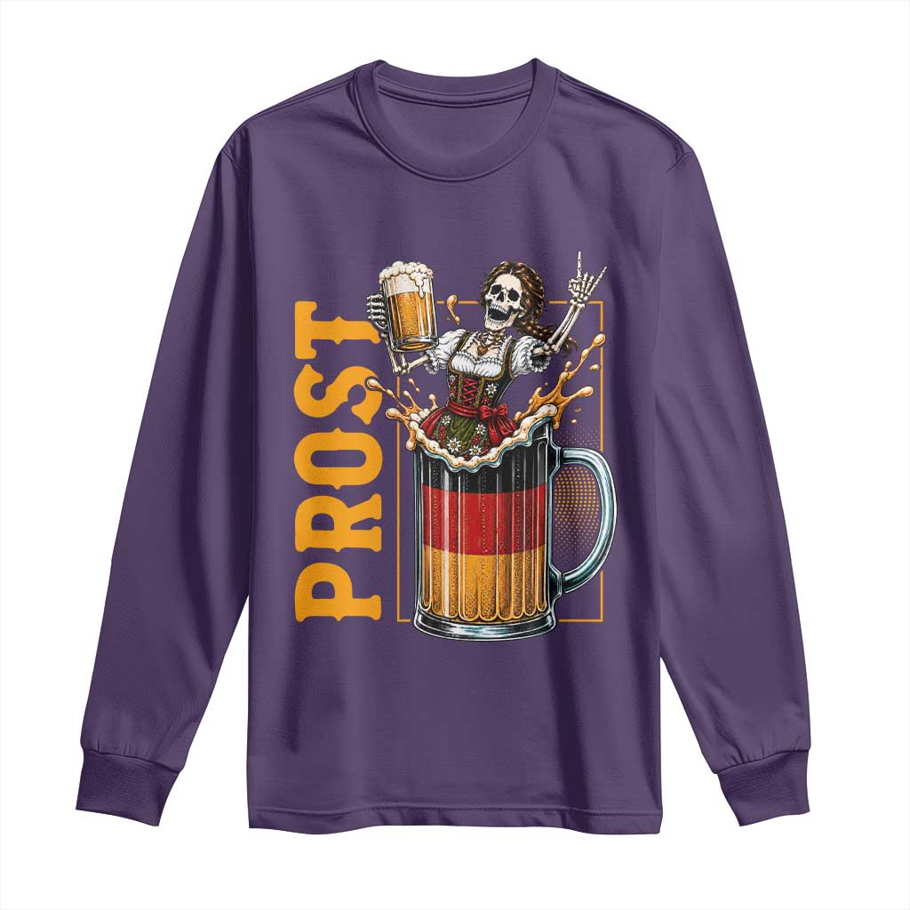 Funny Skeleton Oktoberfest Long Sleeve Shirt Spooky Prost German Beer Drinker Graphic