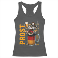 Funny Skeleton Oktoberfest Racerback Tank Top Spooky Prost German Beer Drinker Graphic