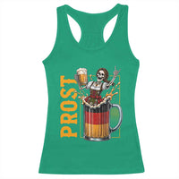 Funny Skeleton Oktoberfest Racerback Tank Top Spooky Prost German Beer Drinker Graphic
