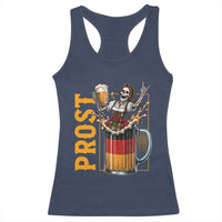 Funny Skeleton Oktoberfest Racerback Tank Top Spooky Prost German Beer Drinker Graphic