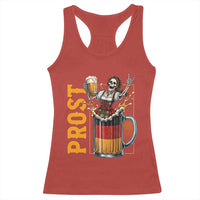 Funny Skeleton Oktoberfest Racerback Tank Top Spooky Prost German Beer Drinker Graphic