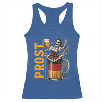 Funny Skeleton Oktoberfest Racerback Tank Top Spooky Prost German Beer Drinker Graphic