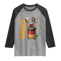 Funny Skeleton Oktoberfest Raglan Shirt Spooky Prost German Beer Drinker Graphic