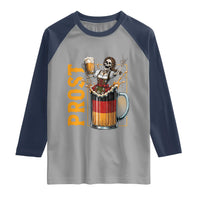 Funny Skeleton Oktoberfest Raglan Shirt Spooky Prost German Beer Drinker Graphic