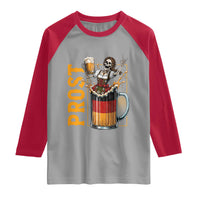 Funny Skeleton Oktoberfest Raglan Shirt Spooky Prost German Beer Drinker Graphic