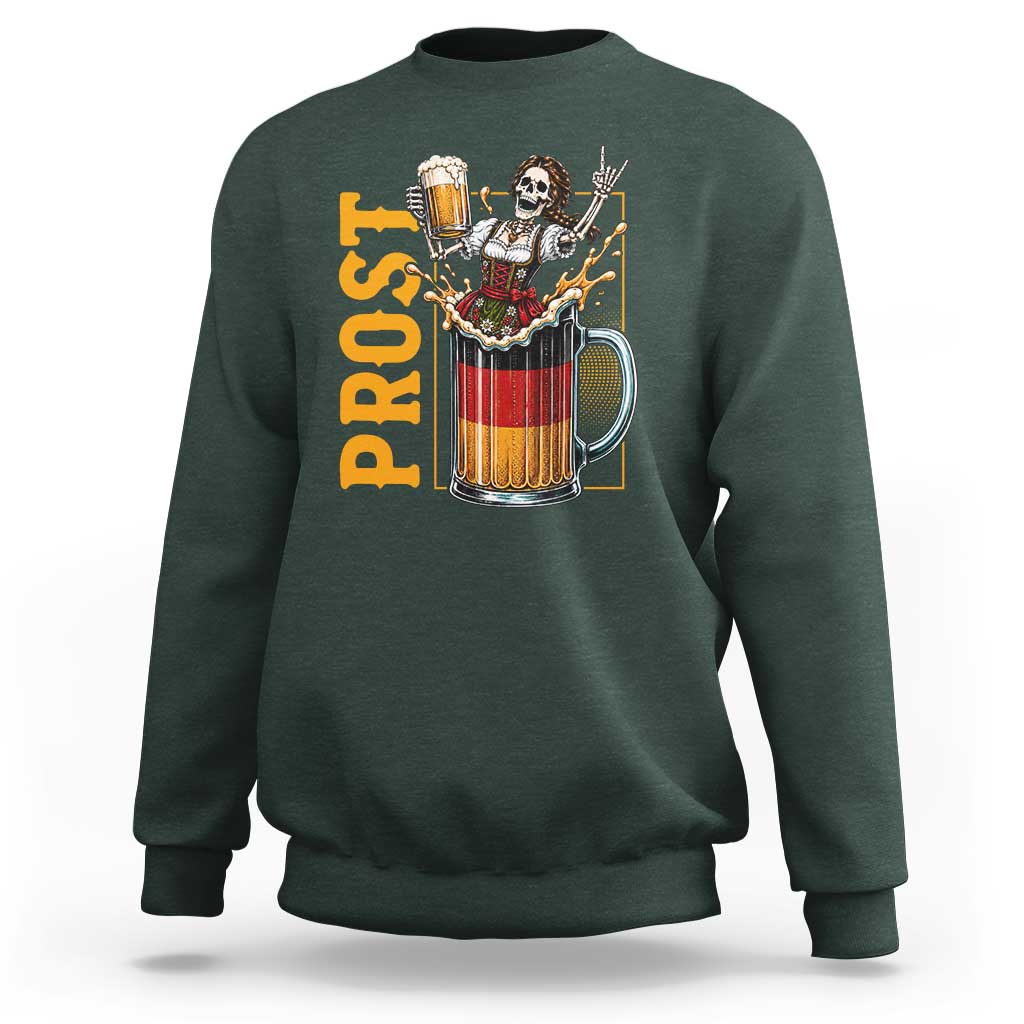 Funny Skeleton Oktoberfest Sweatshirt Spooky Prost German Beer Drinker Graphic