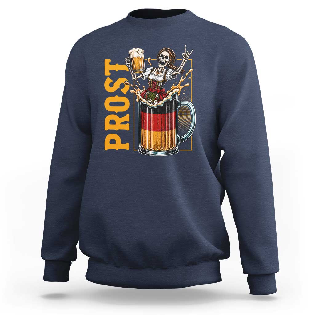 Funny Skeleton Oktoberfest Sweatshirt Spooky Prost German Beer Drinker Graphic