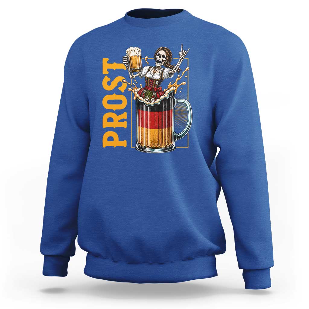 Funny Skeleton Oktoberfest Sweatshirt Spooky Prost German Beer Drinker Graphic