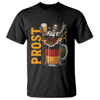 Funny Skeleton Oktoberfest T Shirt Spooky Prost German Beer Drinker Graphic