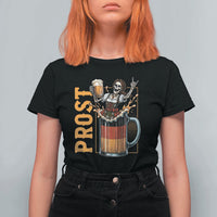 Funny Skeleton Oktoberfest T Shirt For Women Spooky Prost German Beer Drinker Graphic