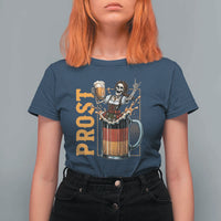 Funny Skeleton Oktoberfest T Shirt For Women Spooky Prost German Beer Drinker Graphic
