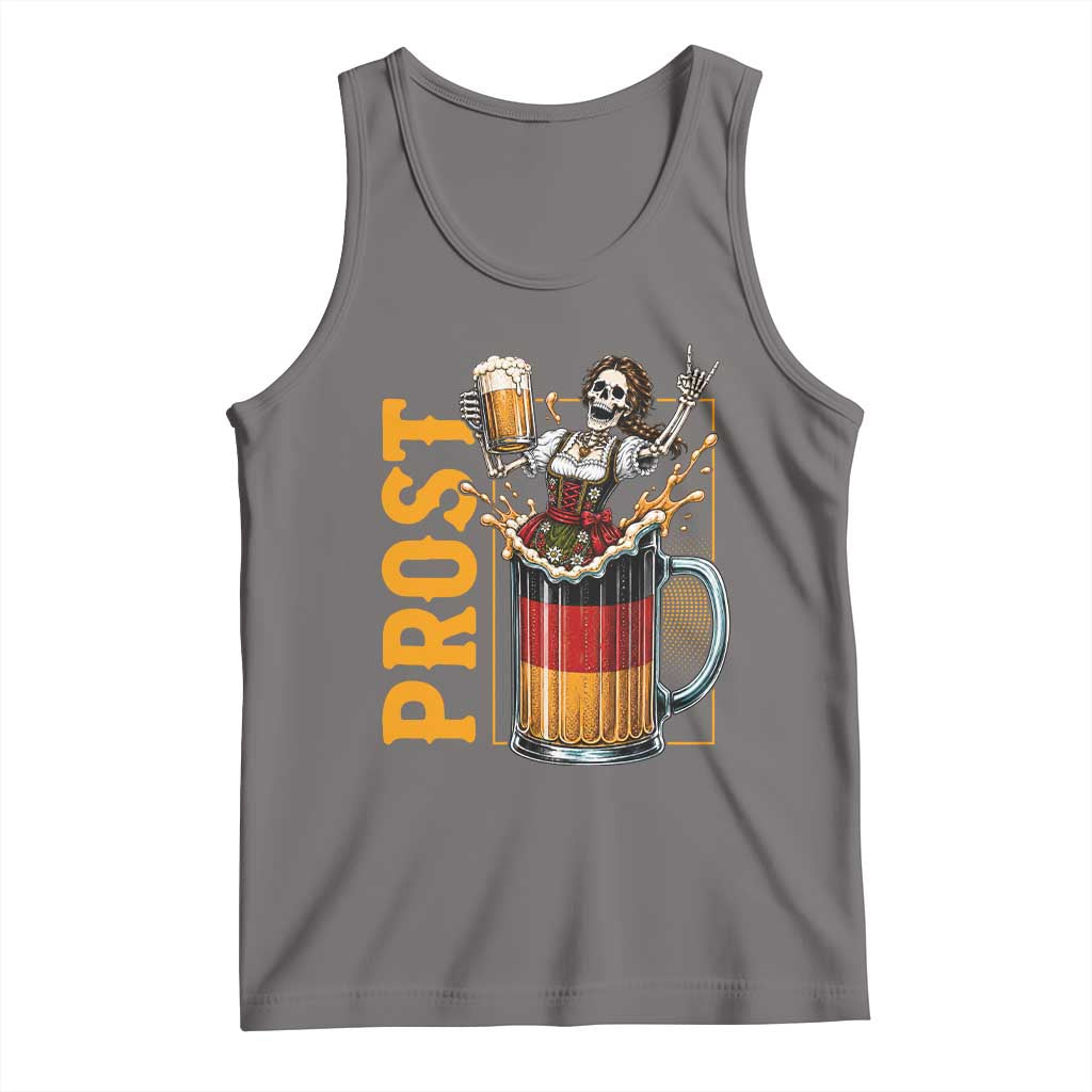 Funny Skeleton Oktoberfest Tank Top Spooky Prost German Beer Drinker Graphic