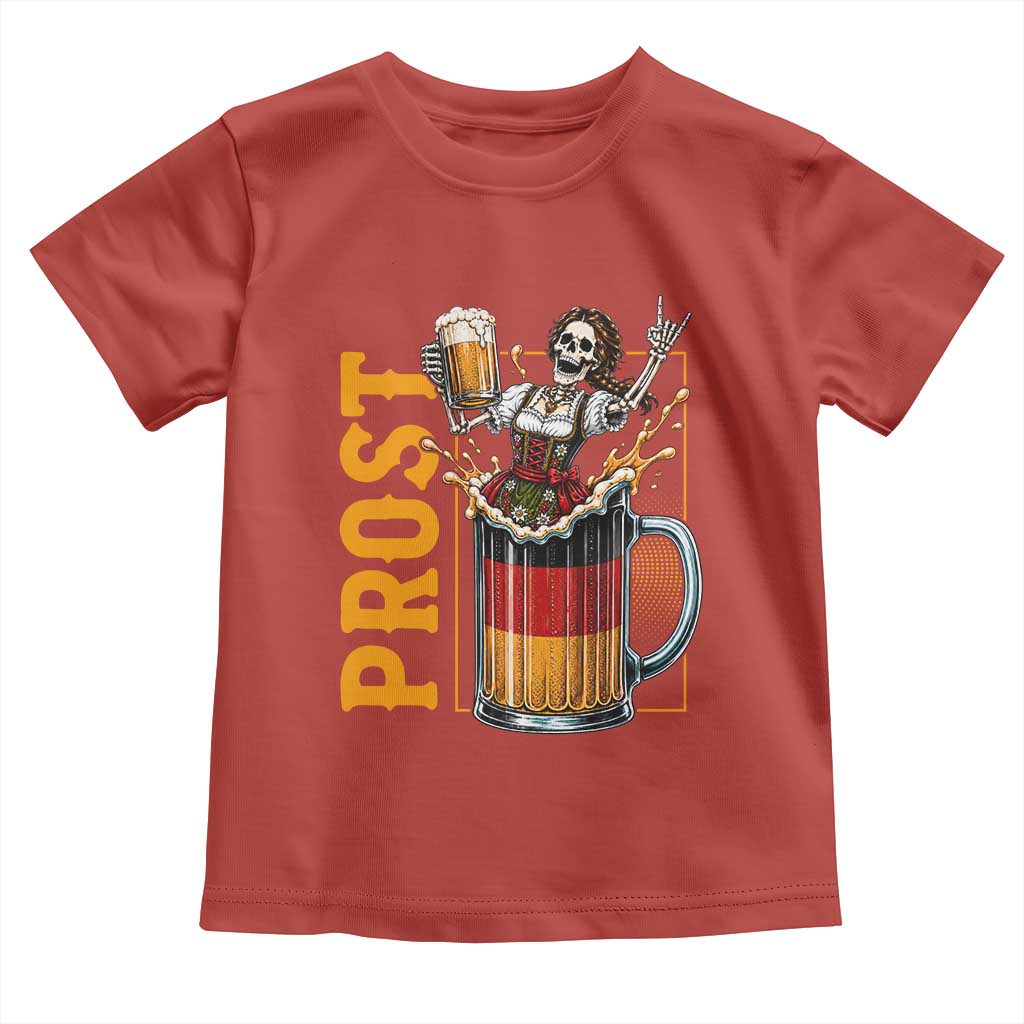 Funny Skeleton Oktoberfest Toddler T Shirt Spooky Prost German Beer Drinker Graphic