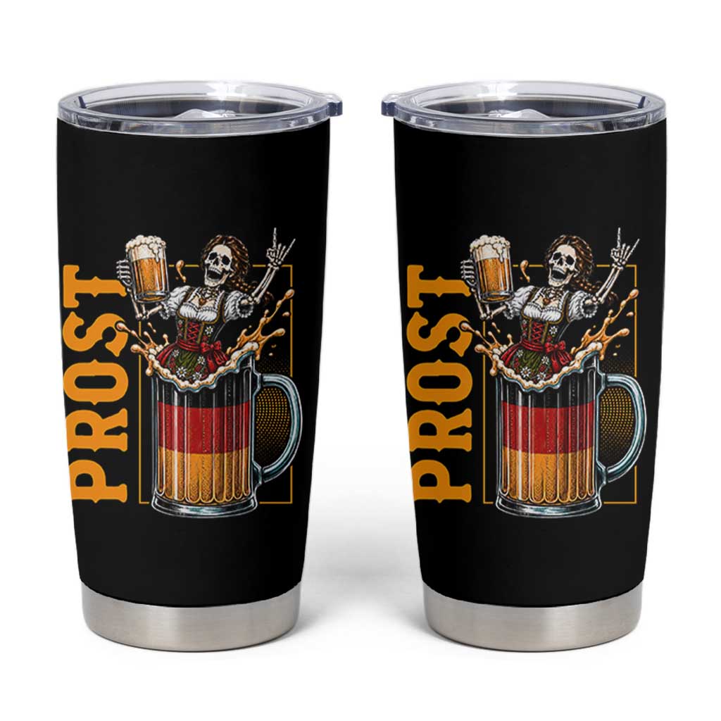 Funny Skeleton Oktoberfest Tumbler Cup Spooky Prost German Beer Drinker Graphic