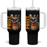 Funny Skeleton Oktoberfest Tumbler With Handle Spooky Prost German Beer Drinker Graphic
