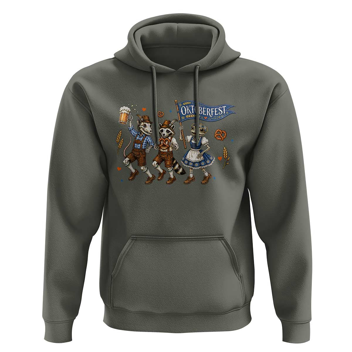 Funny Opossum Raccoon Frog Oktoberfest Beer Graphic Hoodie Spooky Drinking Team