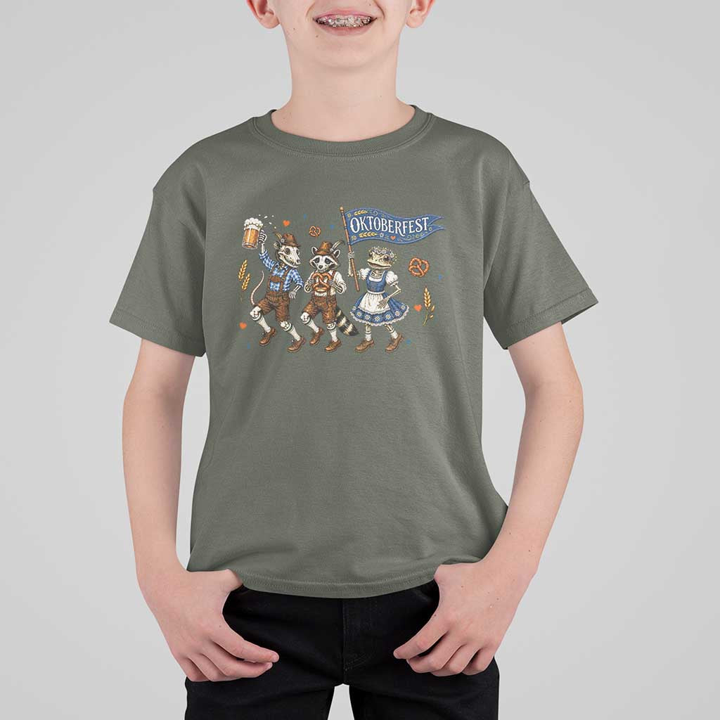 Funny Opossum Raccoon Frog Oktoberfest Beer Graphic T Shirt For Kid Spooky Drinking Team
