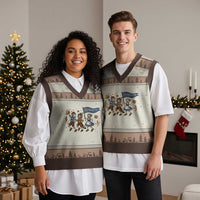 Funny Opossum Raccoon Frog Oktoberfest Beer Graphic V-Neck Knit Sweater Vest Spooky Drinking Team