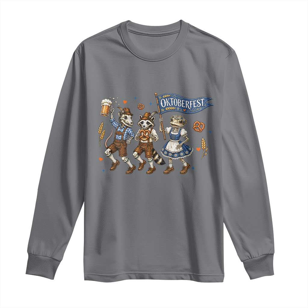 Funny Opossum Raccoon Frog Oktoberfest Beer Graphic Long Sleeve Shirt Spooky Drinking Team