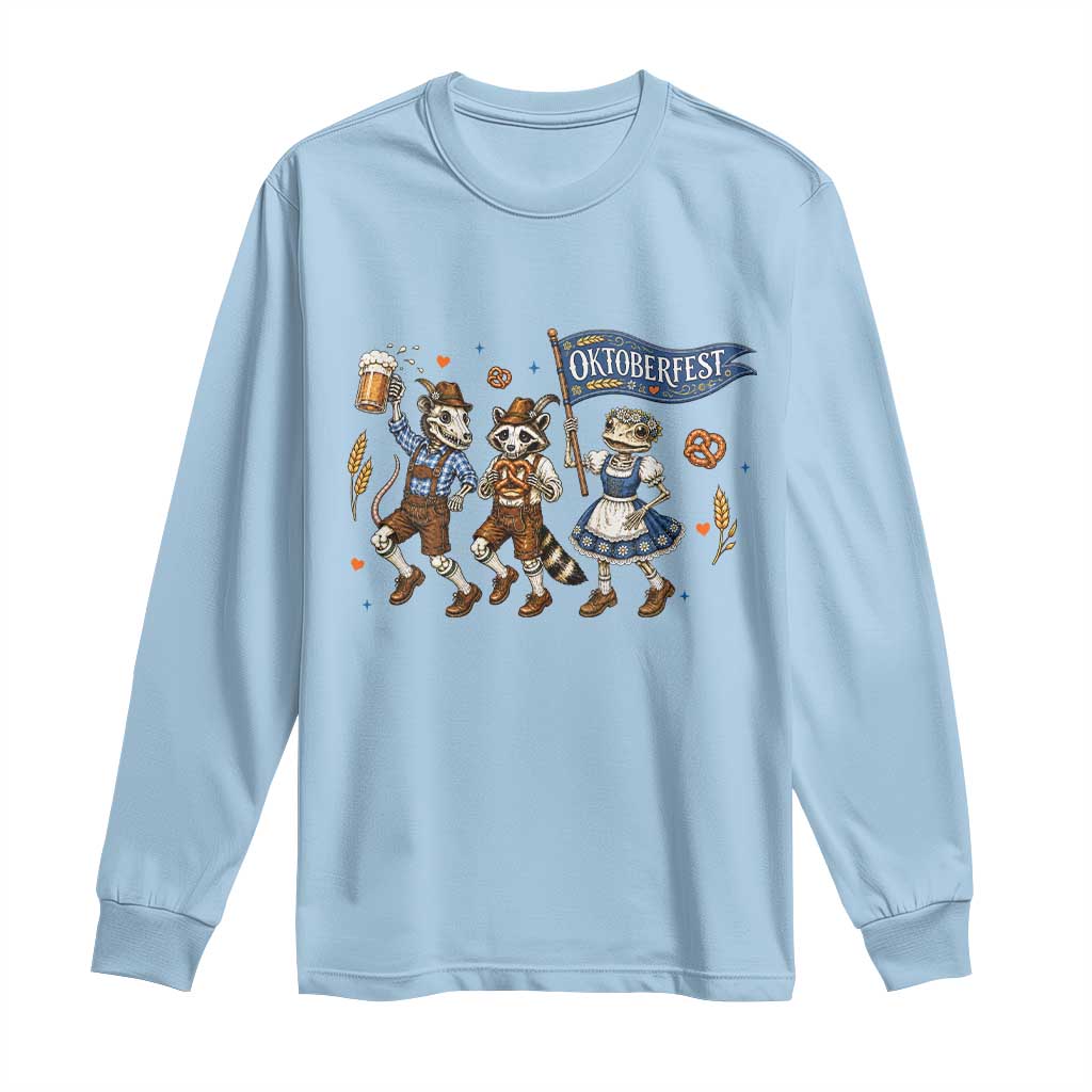 Funny Opossum Raccoon Frog Oktoberfest Beer Graphic Long Sleeve Shirt Spooky Drinking Team