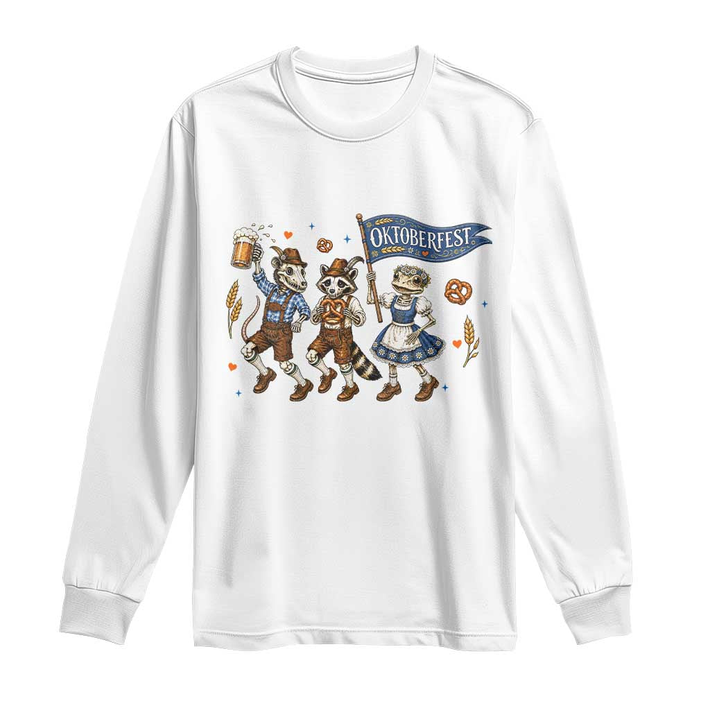Funny Opossum Raccoon Frog Oktoberfest Beer Graphic Long Sleeve Shirt Spooky Drinking Team