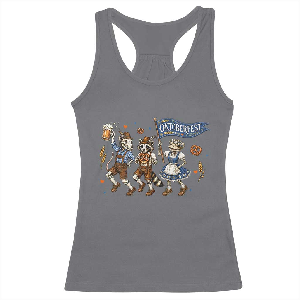 Funny Opossum Raccoon Frog Oktoberfest Beer Graphic Racerback Tank Top Spooky Drinking Team