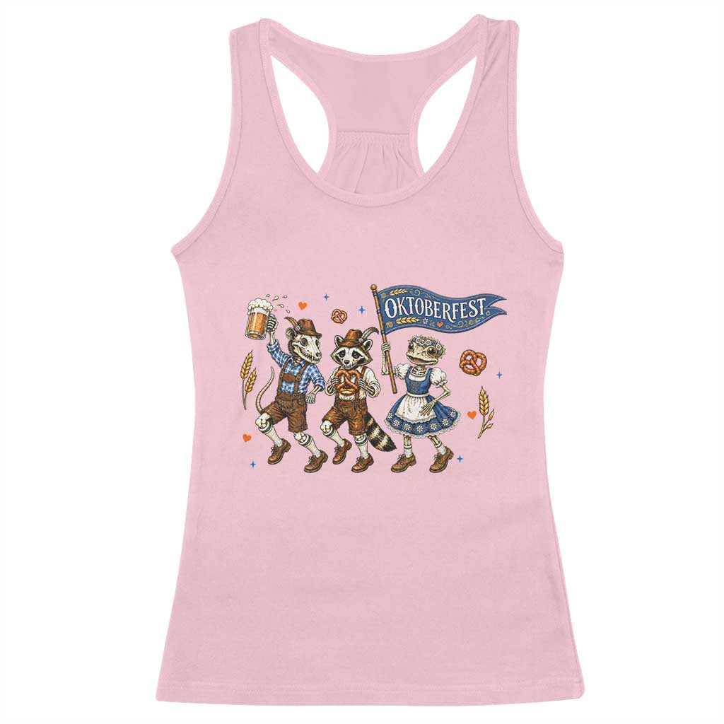 Funny Opossum Raccoon Frog Oktoberfest Beer Graphic Racerback Tank Top Spooky Drinking Team