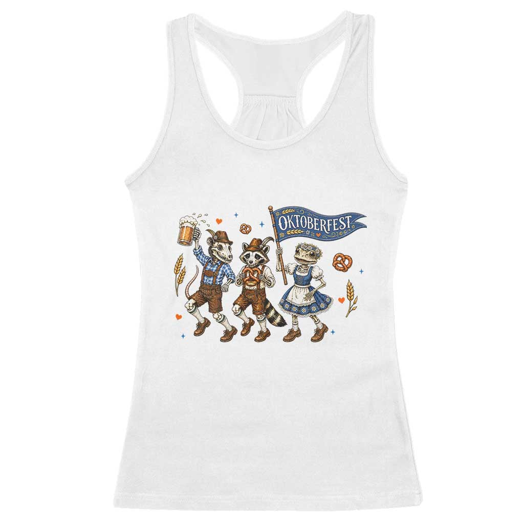 Funny Opossum Raccoon Frog Oktoberfest Beer Graphic Racerback Tank Top Spooky Drinking Team