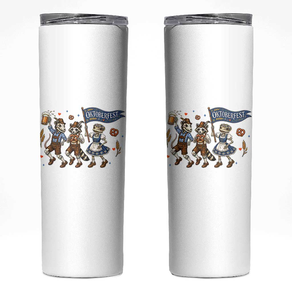 Funny Opossum Raccoon Frog Oktoberfest Beer Graphic Skinny Tumbler Spooky Drinking Team