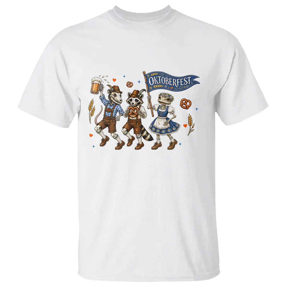 Funny Opossum Raccoon Frog Oktoberfest Beer Graphic T Shirt Spooky Drinking Team