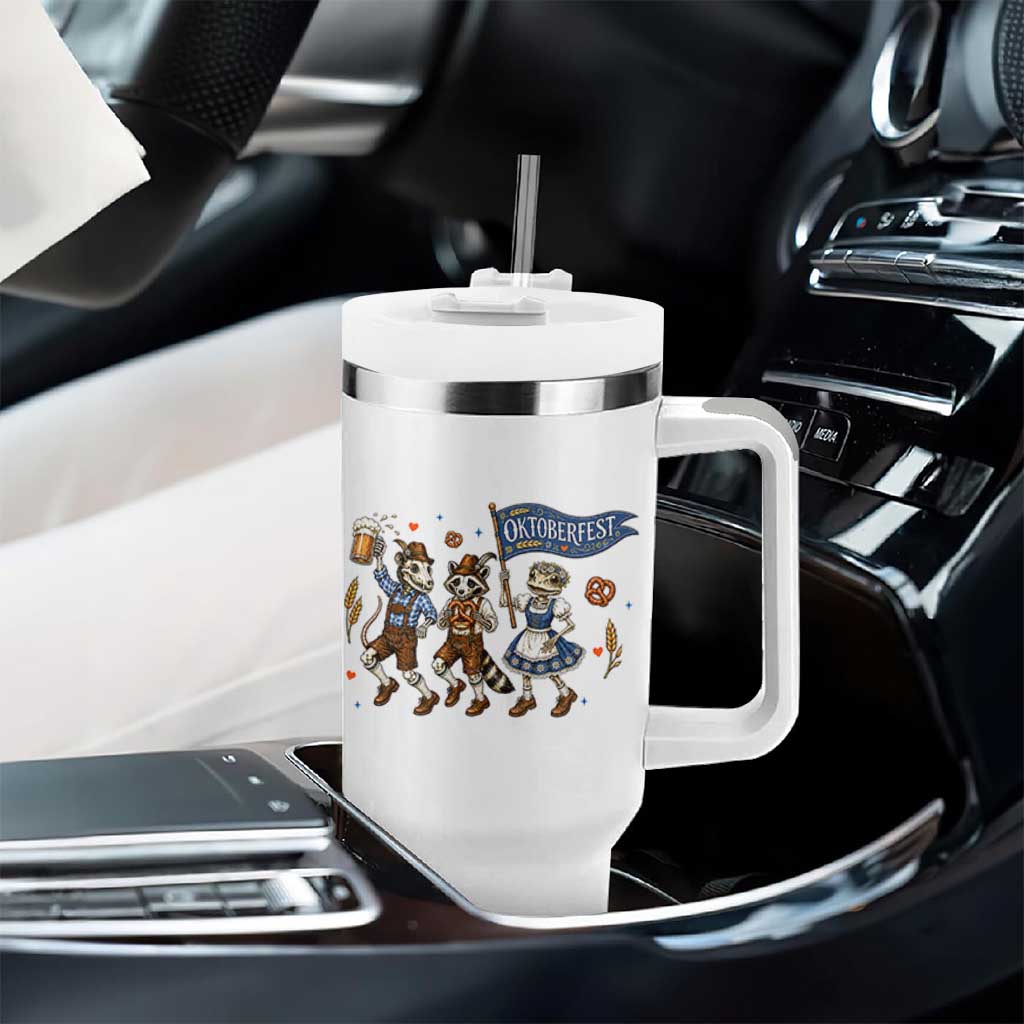 Funny Opossum Raccoon Frog Oktoberfest Beer Graphic Tumbler With Handle Spooky Drinking Team