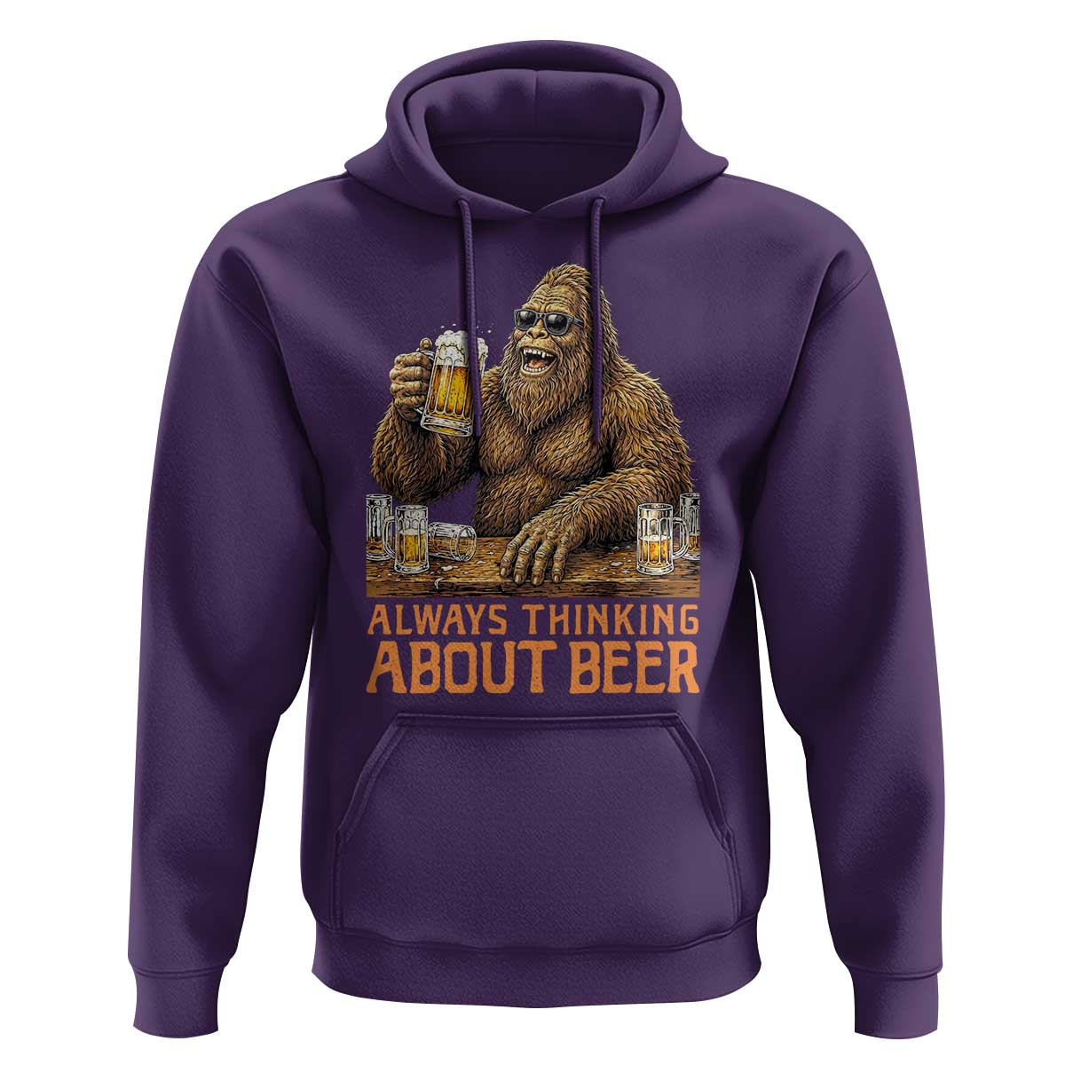 Funny Bigfoot Always Thinking About Beer Hoodie Beer Drinker Gift
