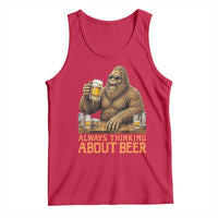 Funny Bigfoot Always Thinking About Beer Tank Top Beer Drinker Gift
