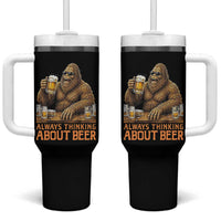 Funny Bigfoot Always Thinking About Beer Tumbler With Handle Beer Drinker Gift
