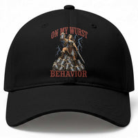 Bavarian Warrior Woman Drinking Beer Oktoberfest Graphic Baseball Cap On My Wurst Behavior