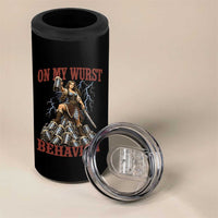 Bavarian Warrior Woman Drinking Beer Oktoberfest Graphic 4 in 1 Can Cooler Tumbler On My Wurst Behavior