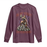Bavarian Warrior Woman Drinking Beer Oktoberfest Graphic Long Sleeve Shirt On My Wurst Behavior
