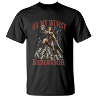 Bavarian Warrior Woman Drinking Beer Oktoberfest Graphic T Shirt On My Wurst Behavior