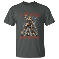 Bavarian Warrior Woman Drinking Beer Oktoberfest Graphic T Shirt On My Wurst Behavior