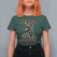 Bavarian Warrior Woman Drinking Beer Oktoberfest Graphic T Shirt For Women On My Wurst Behavior