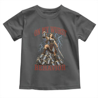 Bavarian Warrior Woman Drinking Beer Oktoberfest Graphic Toddler T Shirt On My Wurst Behavior
