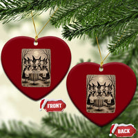 Skeleton Witches Coven Oktoberfest Ceramic Ornament German Dirndl Spooky Beer Festival Gift